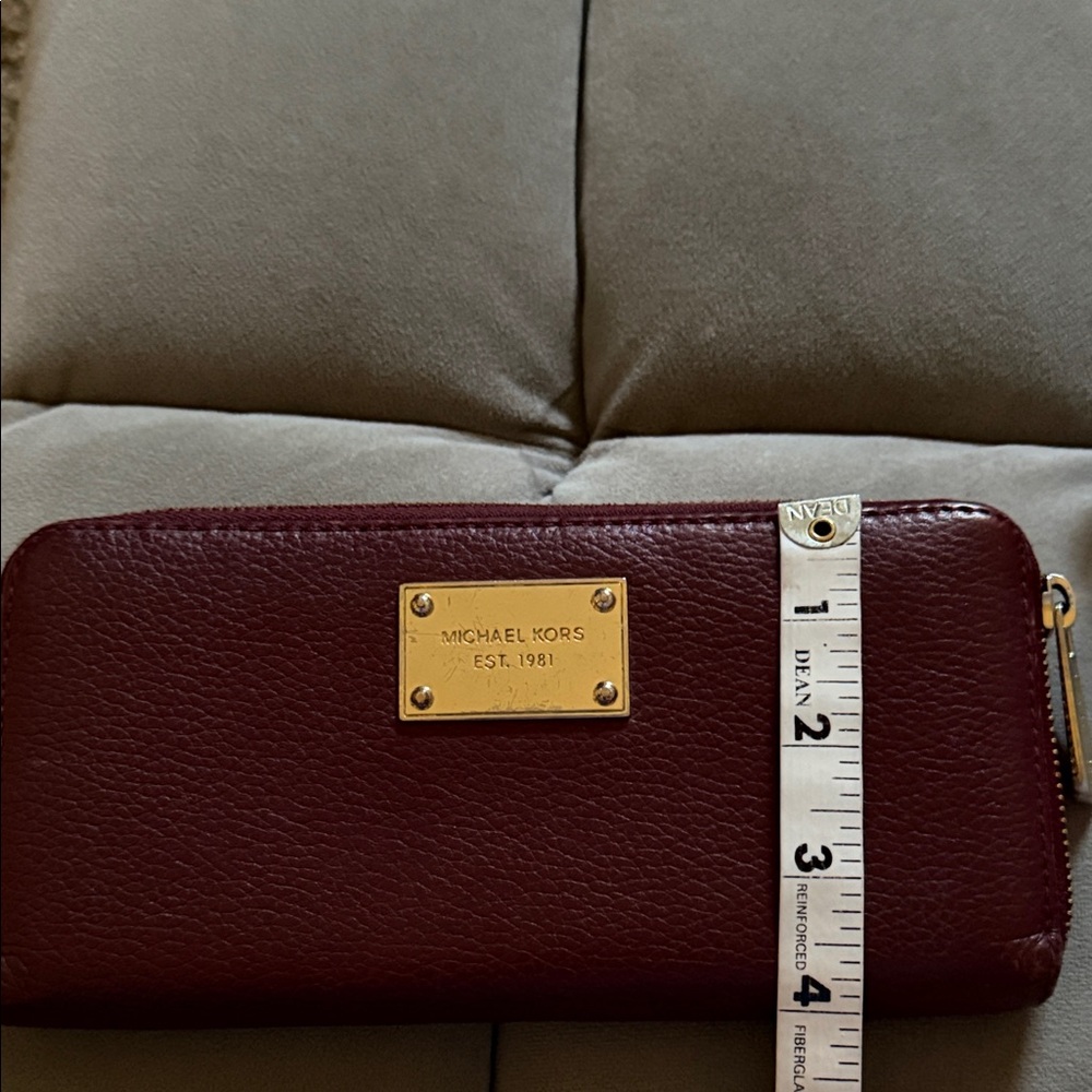Michael Kors Maroon Leather Wallet with Gold Accents ~ MK - Picture 14 of 15
